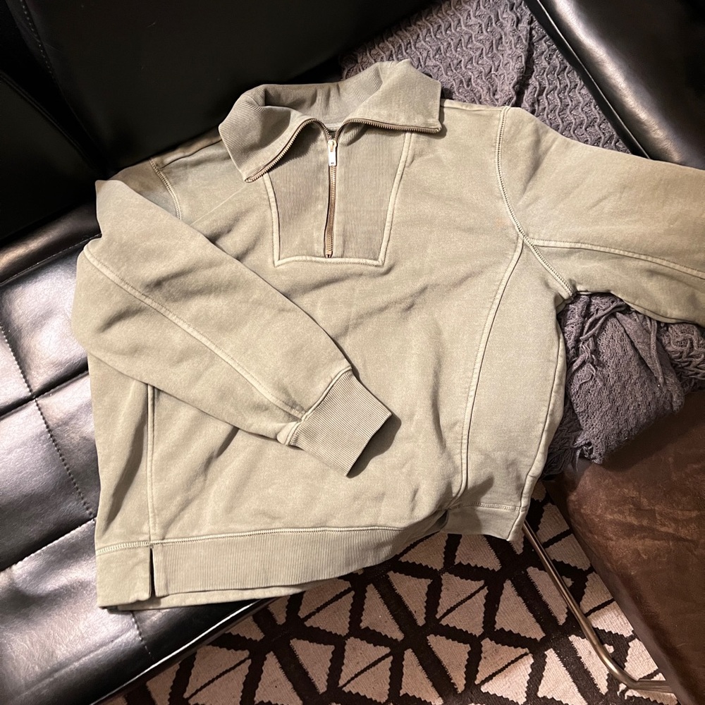 Alex Mill mint green cotton half-zip sweatshirt